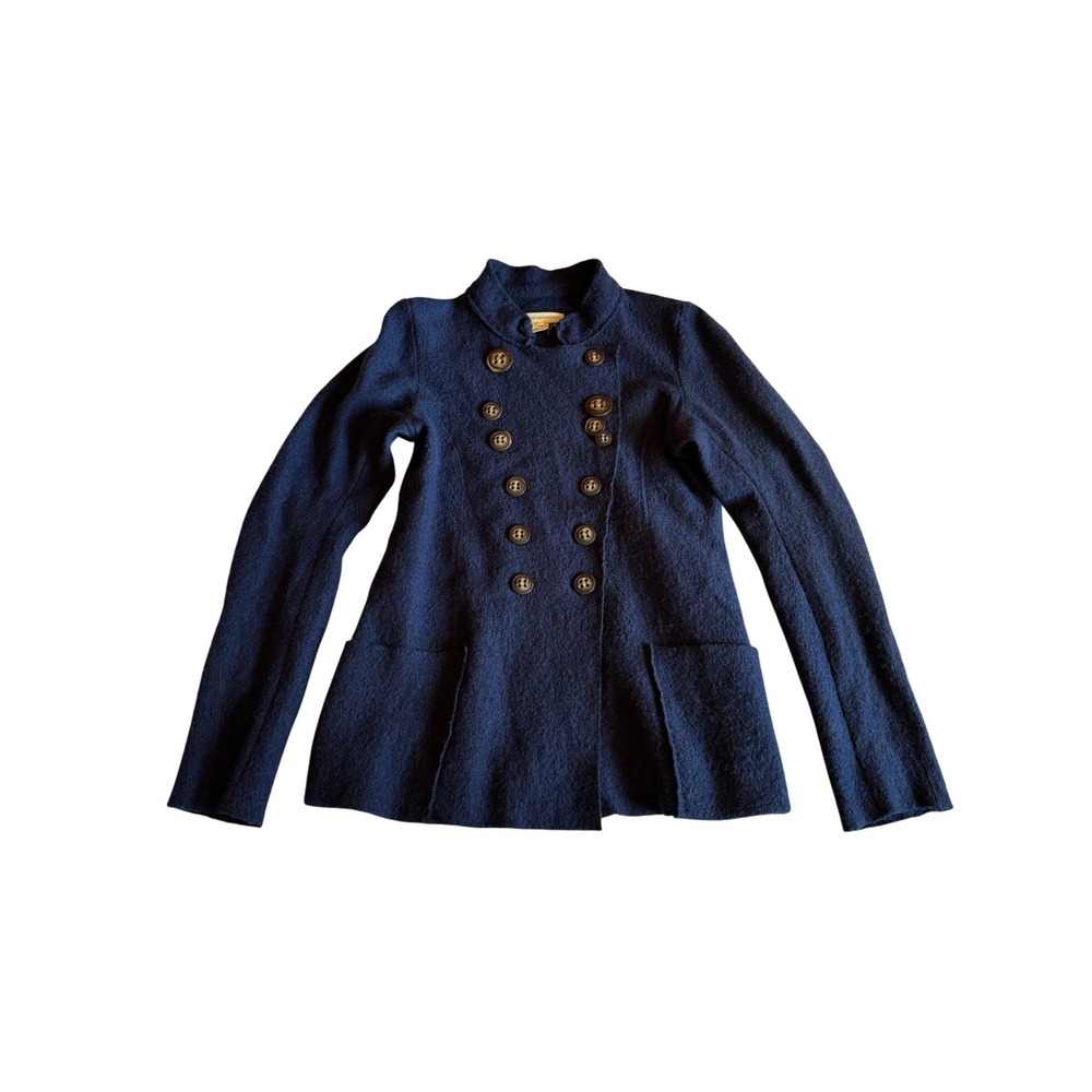 Gro Abrahamsson Windfall Navy Boiled Wool Military Jacket Womens S Anthropologie